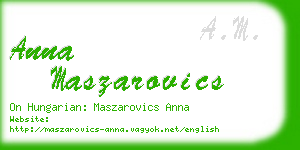 anna maszarovics business card